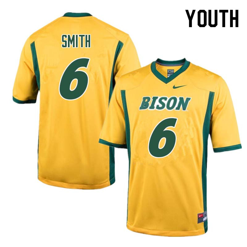 Youth #6 C.J. Smith North Dakota State Bison College Football Jerseys Sale-Yellow - Click Image to Close